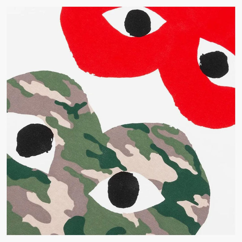 Comme of the Garcons Play Women's Camouflage Mirror Heart T-Shirt White