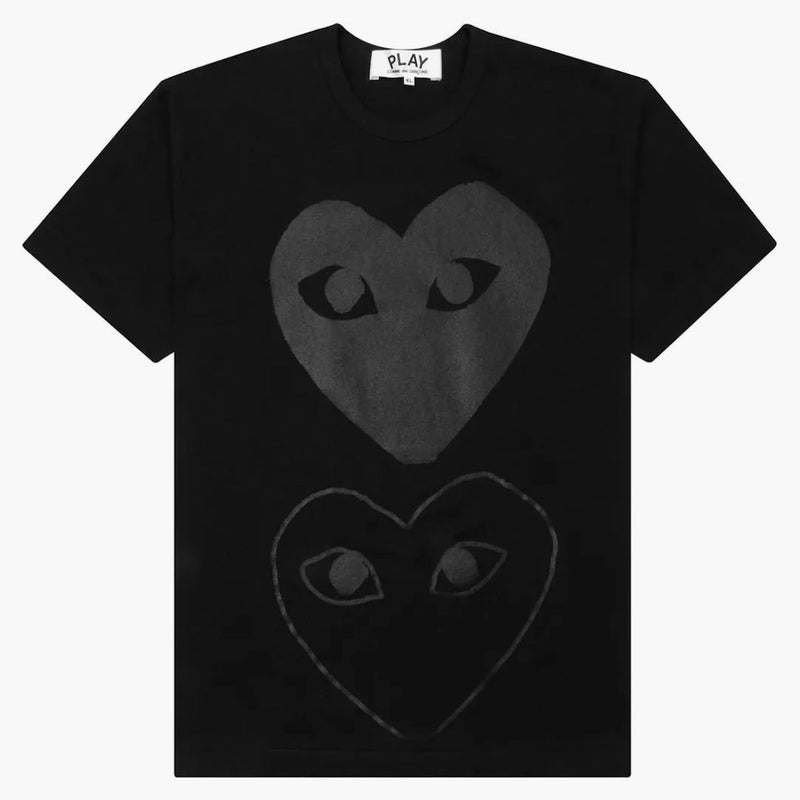 Comme Des Garcons Play Women's Double Black Hearts T-shirt Black