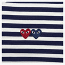CommE of the Garcons Play Women's Double Heart Striped L/S Camiseta Navy/White