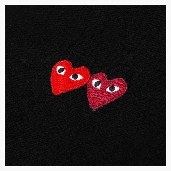 Comme Des Garcons Play Women's Double Hearts T-shirt Black