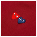 Comme of the Garcons Play Women's Double Hearts T-Shirt Maroon