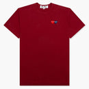 Comme of the Garcons Play Women's Double Hearts T-Shirt Maroon