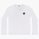 Comme of the Garcons Play Women's Embroidered Black Heart Long Sleeve T-Shirt White