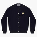 Comme of the Garcons Play Women's Gold Heart Knit Cardigan Sweater Navy