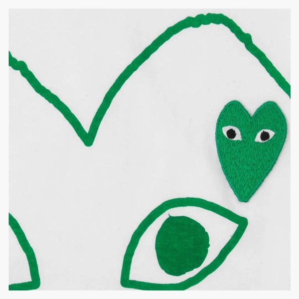 Comme Des Garcons Play Women's Green Emblem Outline T-shirt White