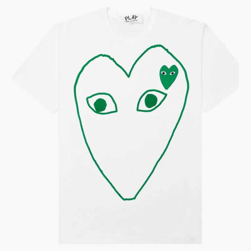 Comme Des Garcons Play Women's Green Emblem Outline T-shirt White