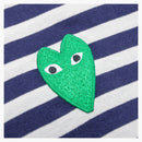 CommE of the Garcons Play Women's Green Emblem Strips L/S Camiseta Navy/White