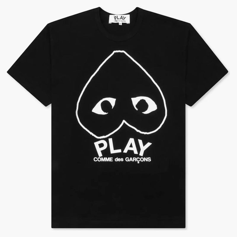 CommE of the Garcons Play Women's Inverted Outline Heart Camiseta Negra