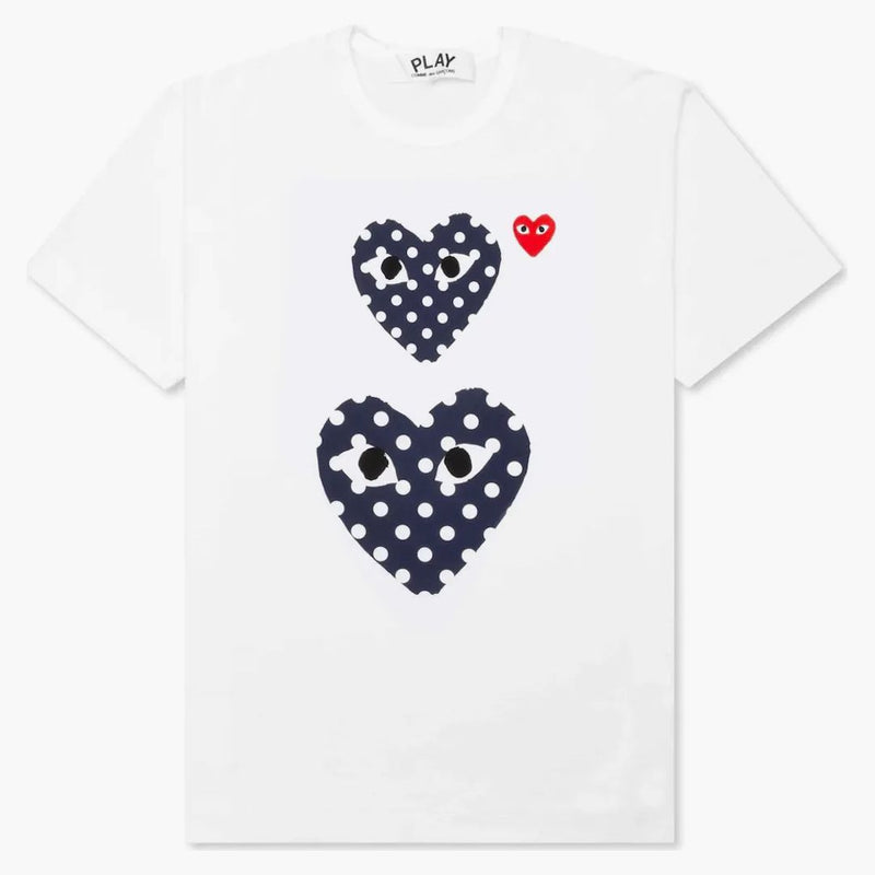 Comme of the Garcons Play Women's Navy Polka Dot Duo T-Shirt White