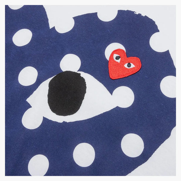 Comme Des Garcons Play Women's Navy Polka Dot Full Heart T-shirt White