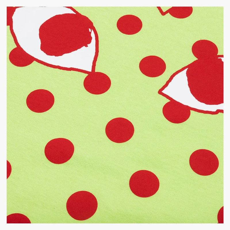 Comme of the Garcons Play Women's Pastel Polka Dot Red Heart T-Shirt Green
