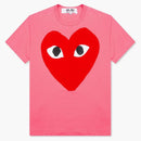 Comme of the Garcons Play Women's Pastelle Red Heart T-Shirt Pink