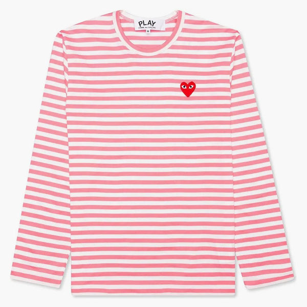 CommE of the Garcons Play Women's Pastelle L/S Camiseta Pink/White