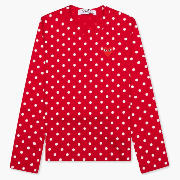 Comme Des Garcons Play Women's Polka Dot L/s T-shirt Red