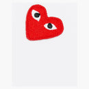 Comme of the Garcons Play Women's Polka Lowt Navy Half Heart Camiseta Blanca