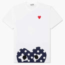 Comme of the Garcons Play Women's Polka Lowt Navy Half Heart Camiseta Blanca