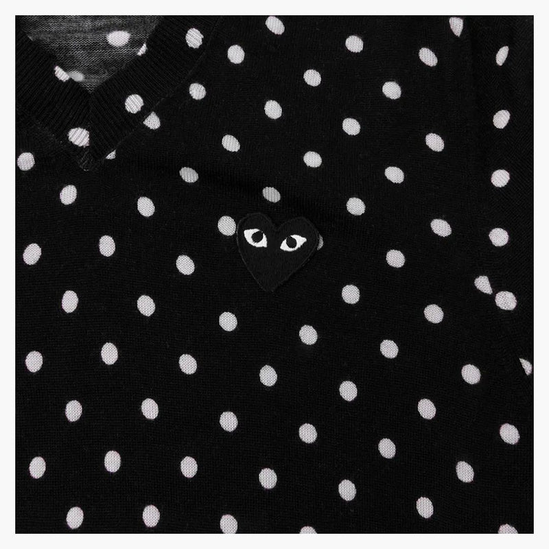Comme of the Garcons Play Women's Polka Dot V Neck Sweater Black