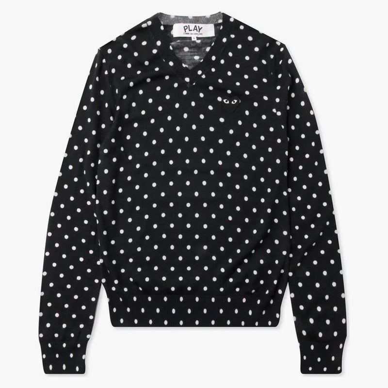 Comme of the Garcons Play Women's Polka Dot V Neck Sweater Black
