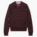 Comme of the Garcons Play Women's Polka Dot V Neck Sweater Burgundy