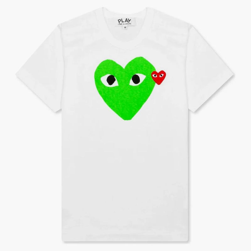 Comme of the Garcons Play Women's Red Emblem Heart T-Shirt White/Green