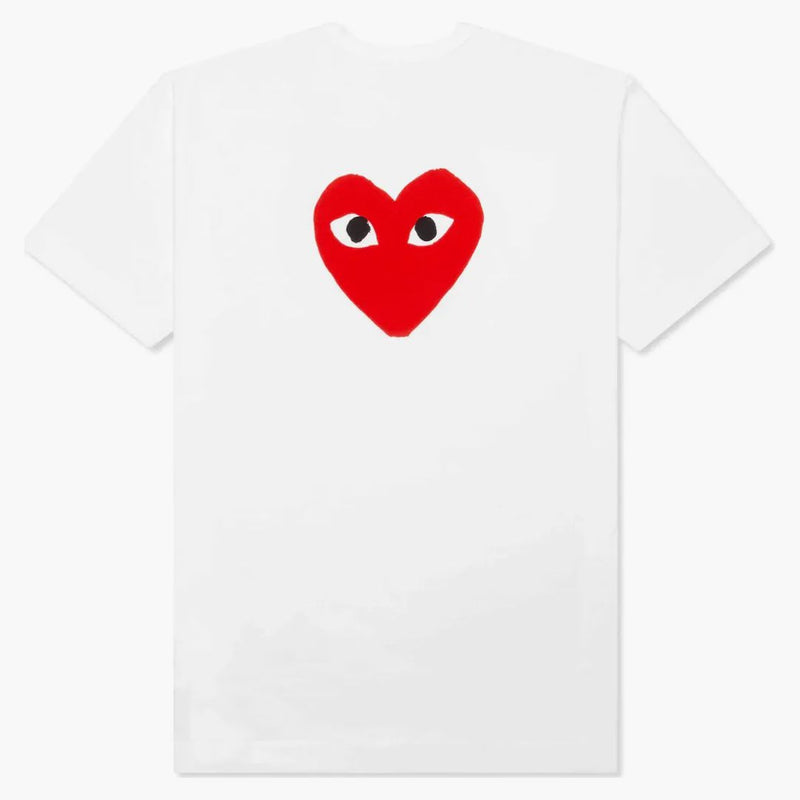 Comme of the Garcons Play Women's Red Emblem no Eyes T-Shirt White