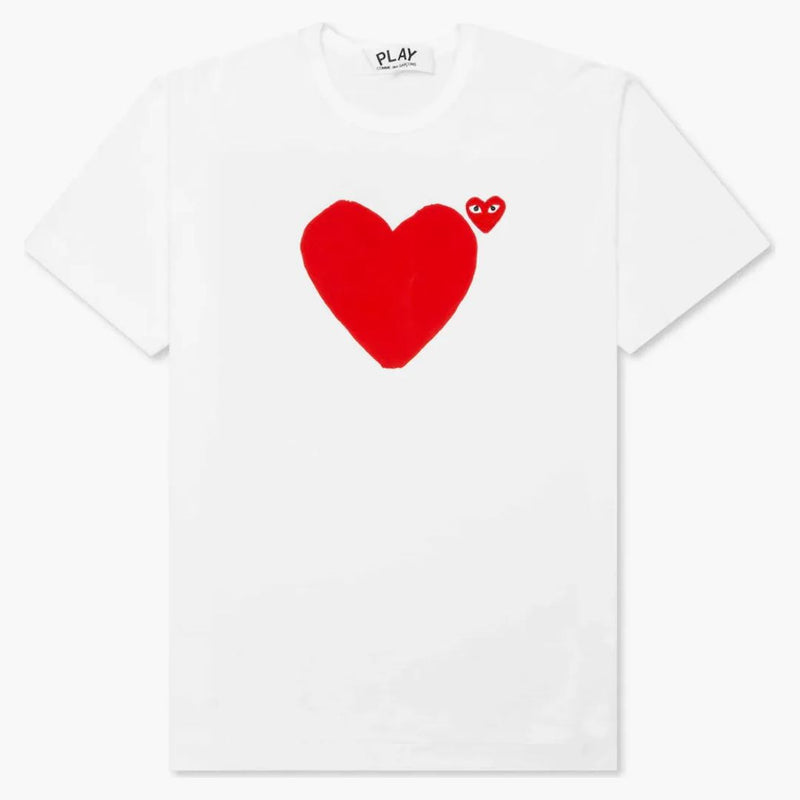 Comme of the Garcons Play Women's Red Emblem no Eyes T-Shirt White