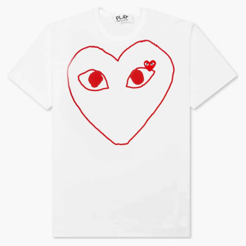 Comme Des Garcons Play Women's Red Emblem Outline T-shirt White