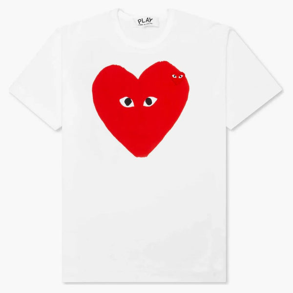 Comme Des Garcons Play Women's Red Emblem Small Eyes T-shirt White