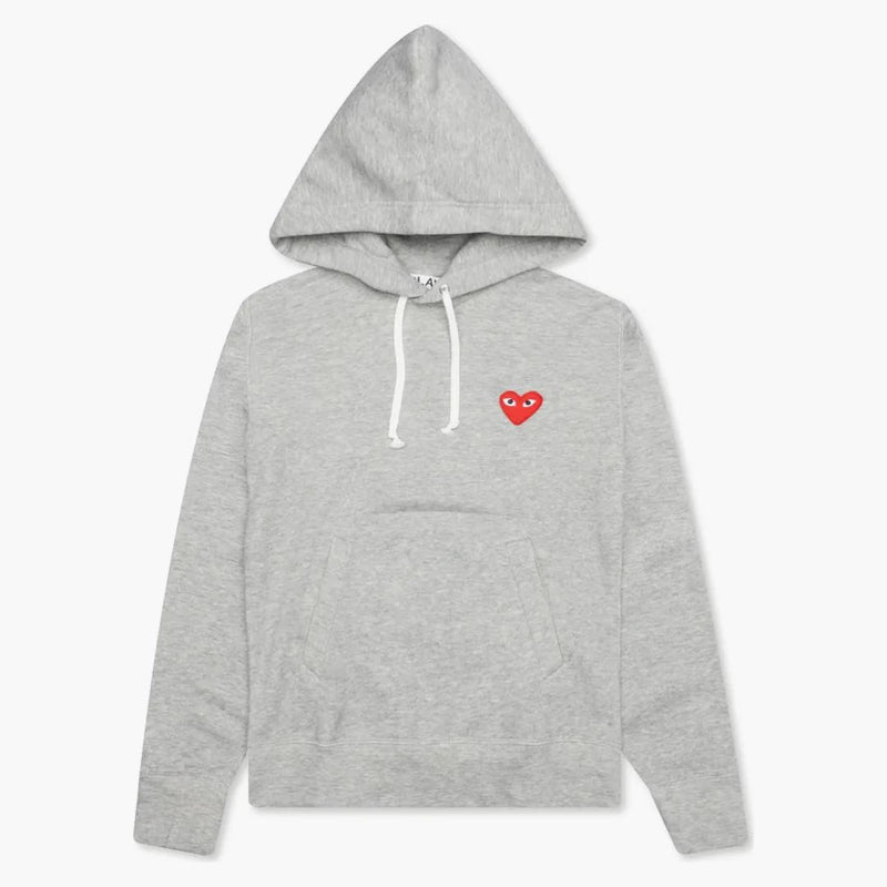 Comme Des Garcons Play Women's Red Heart Hoodie Grey