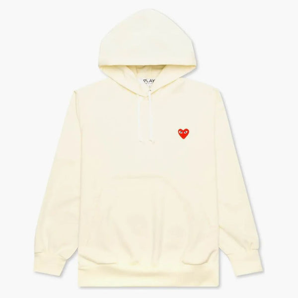 Comme Des Garcons Play Women's Red Heart Hoodie Ivory