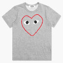 Comme of the Garcons Play Women's Red Heart Sketch T-Shirt Gray