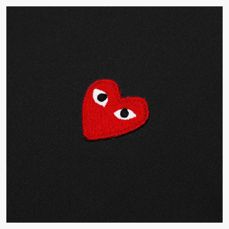 Comme of the Garcons Play Women's Red Heart Zip Up Hoodie Black