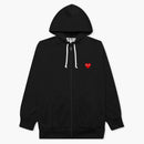 Comme of the Garcons Play Women's Red Heart Zip Up Hoodie Black