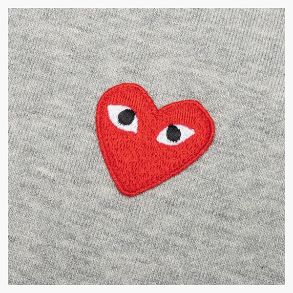 Comme Des Garcons Play Women's Red Heart Zip Up Hoodie Grey