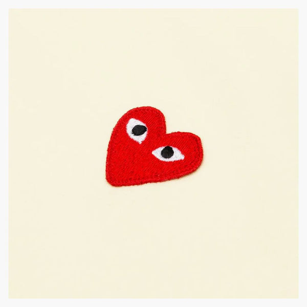 Comme des Garcons Play Women's Red Heart Zip Up Hoodie Ivory