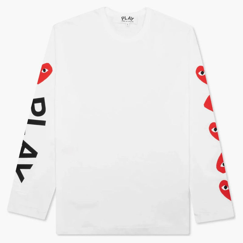 Comme of the Garcons Play Women's Red Multi Heart L/S T-shirt White