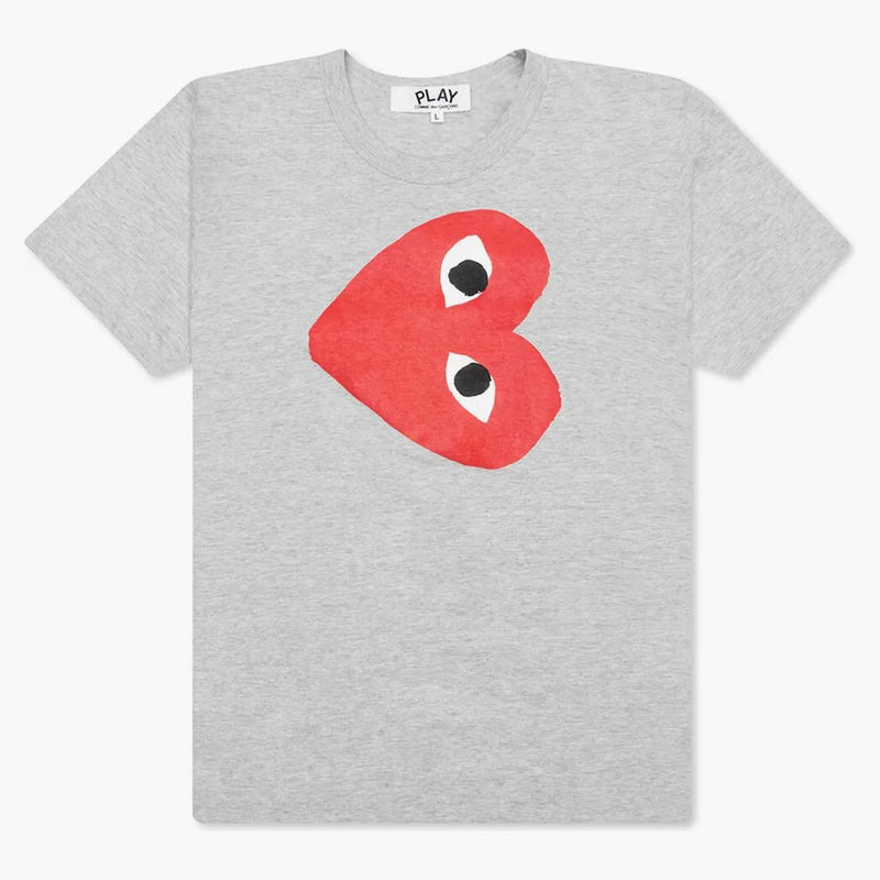 Comme of the Garcons Play Women's Red Sideways Heart T-Shirt Gray