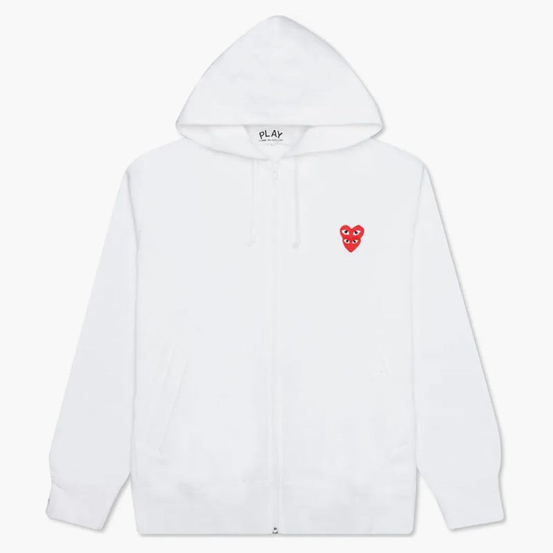 Comme of the Garcons Zagraj w czerwone ułożone serce z kapturem z kapturem White