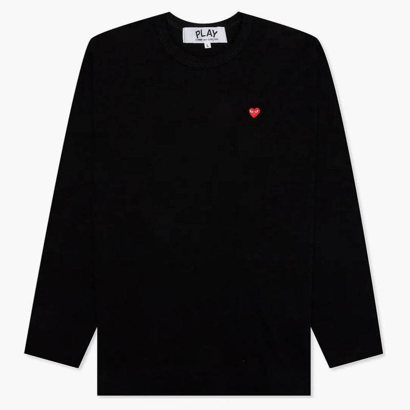 Comme of the Garcons Play Women's Small Red Heart L/S T-shirt Black