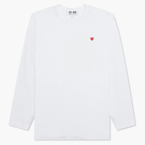 Comme Des Garcons Play Women's Small Red Heart L/s T-shirt White