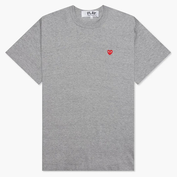 Comme Des Garcons Play Women's Small Red Heart T-shirt Grey