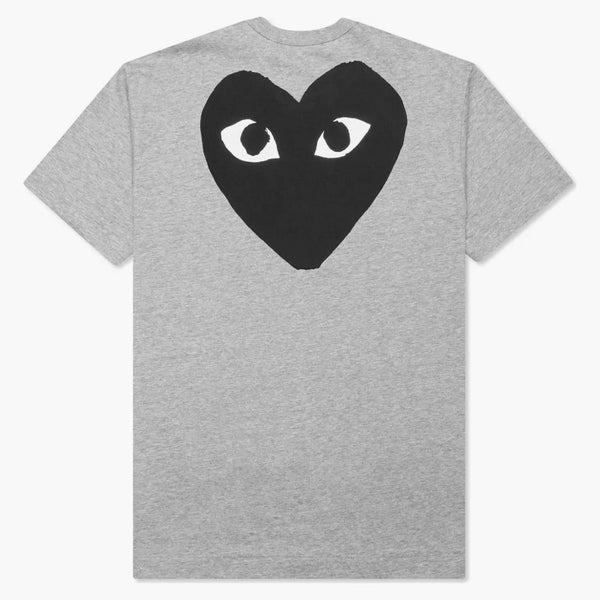 Comme Des Garcons Play Women's Small Text T-shirt Grey