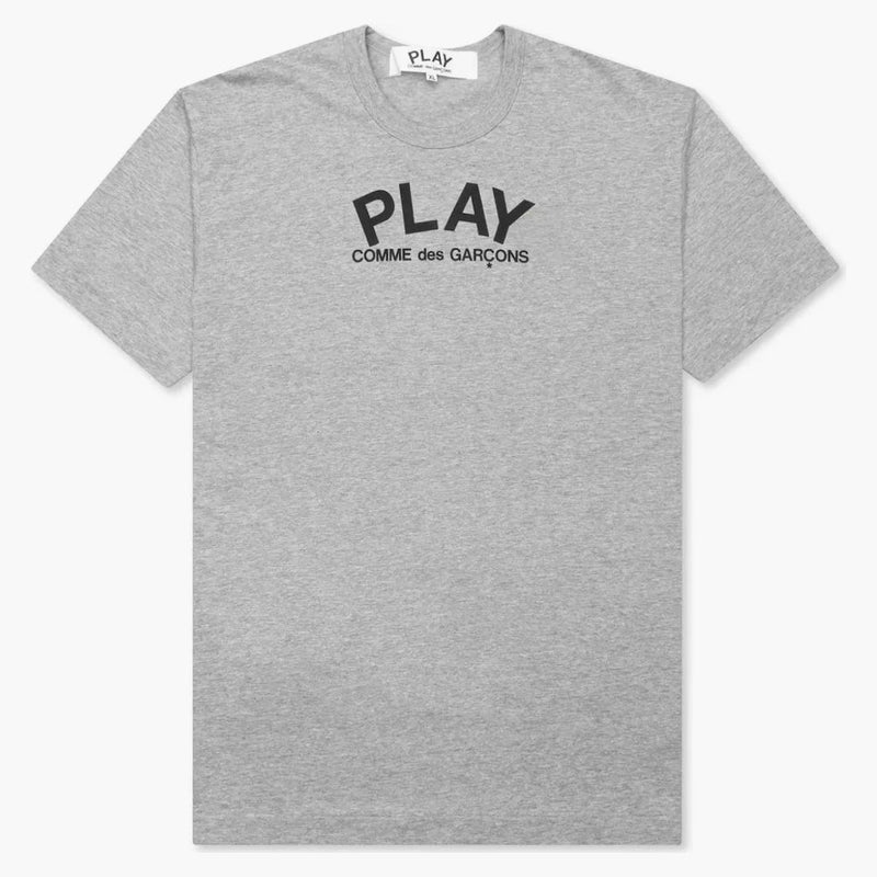 Comme Des Garcons Play Women's Small Text T-shirt Grey