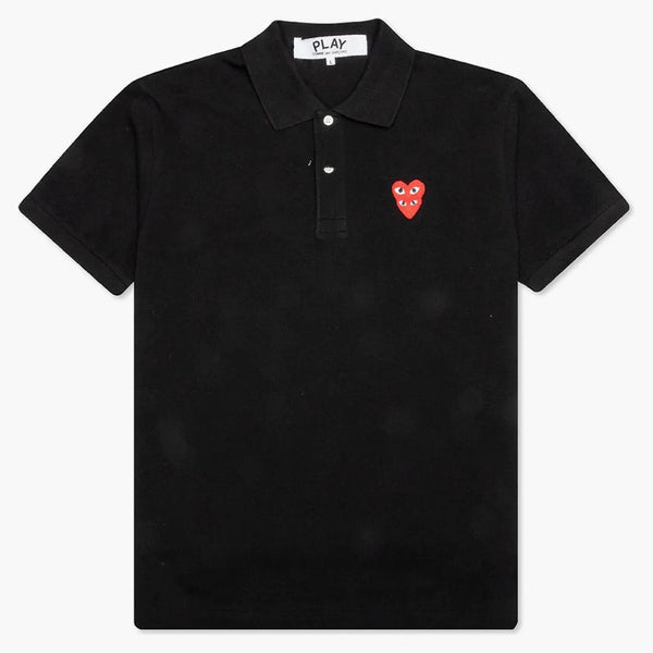 Comme Des Garcons Play Women's Stacked Heart Polo Black