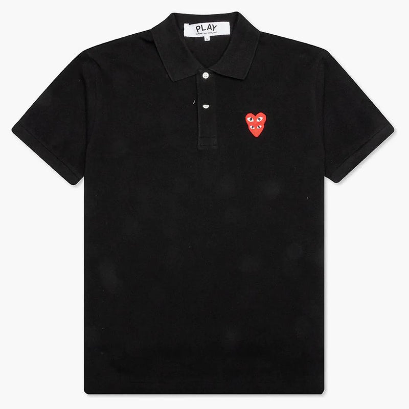 Comme Des Garcons Play Women's Stacked Heart Polo Black