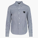 Comme of the Garcons Play Women's Stripe Borded Heart Shirt Blue/White