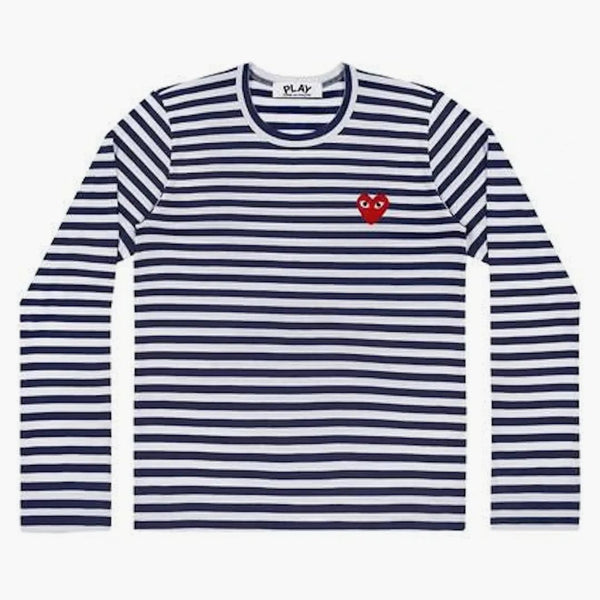 CommE of the Garcons juega camiseta de manga larga a rayas para mujeres Army/White