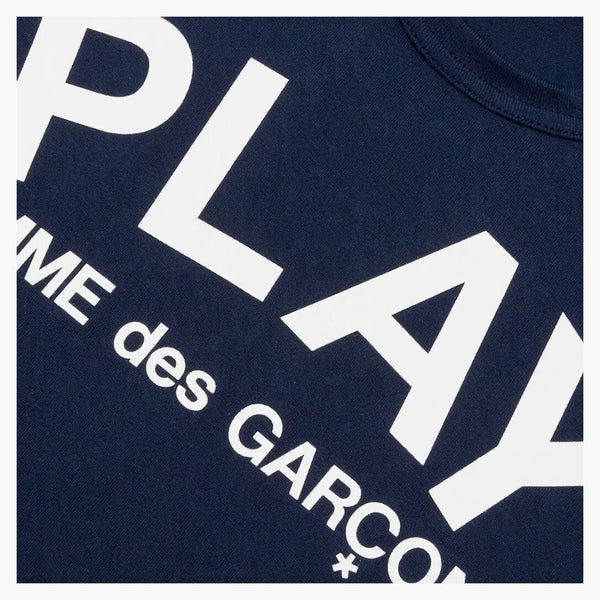 Comme Des Garcons Play Women's Text T-shirt Navy