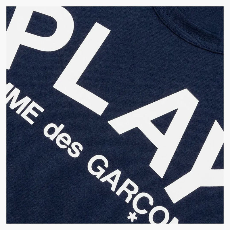 Comme Des Garcons Play Women's Text T-shirt Navy