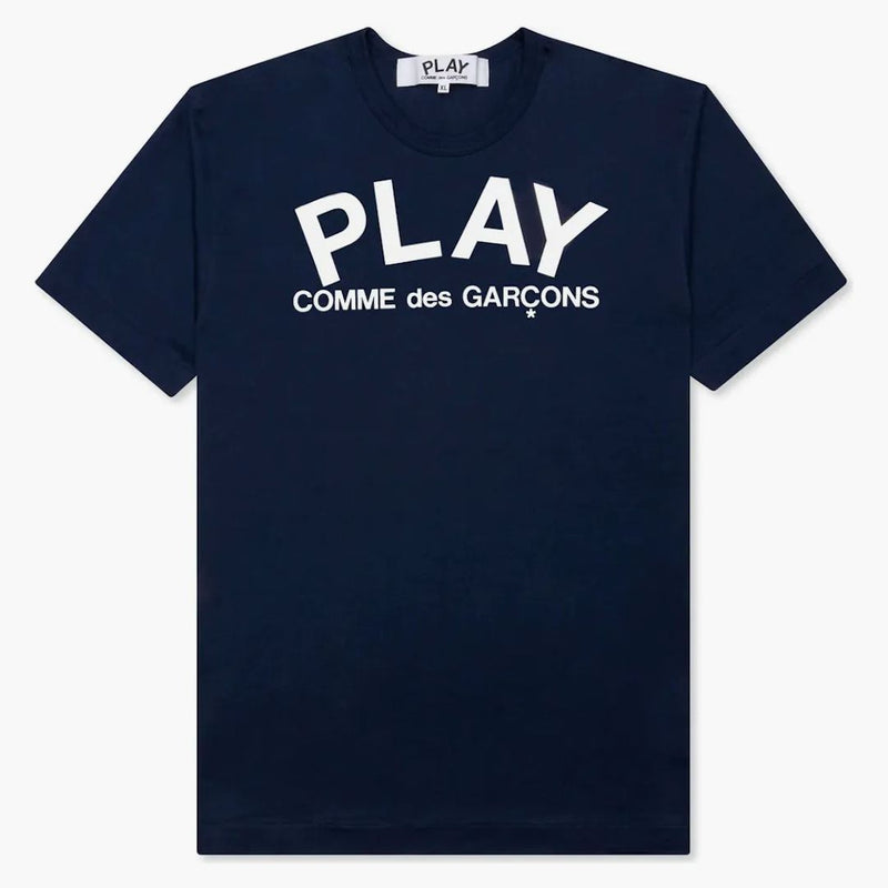 Comme Des Garcons Play Women's Text T-shirt Navy